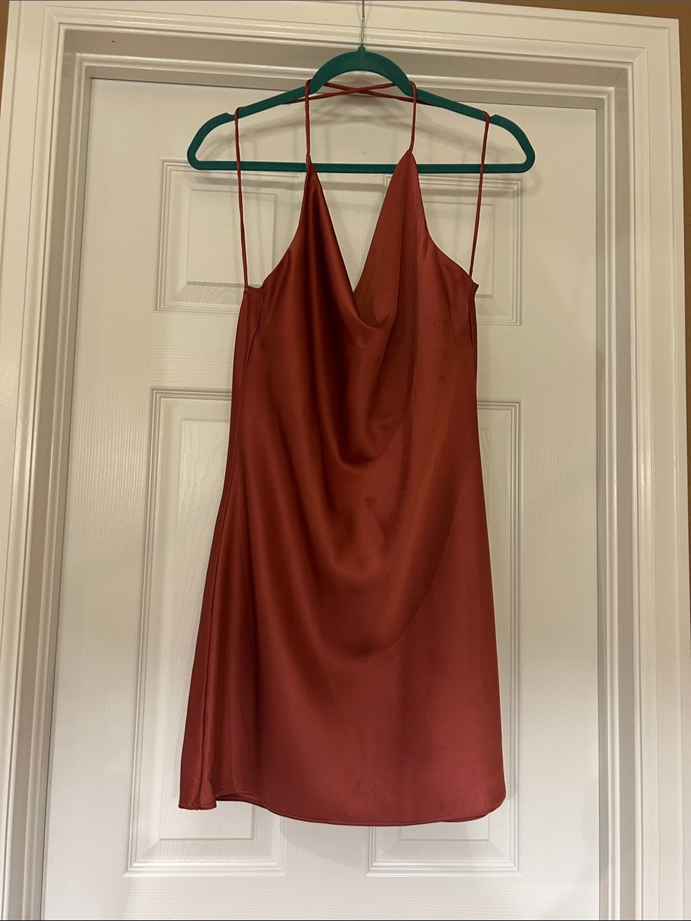 bishop + young Rust Red Backless Slip Dress